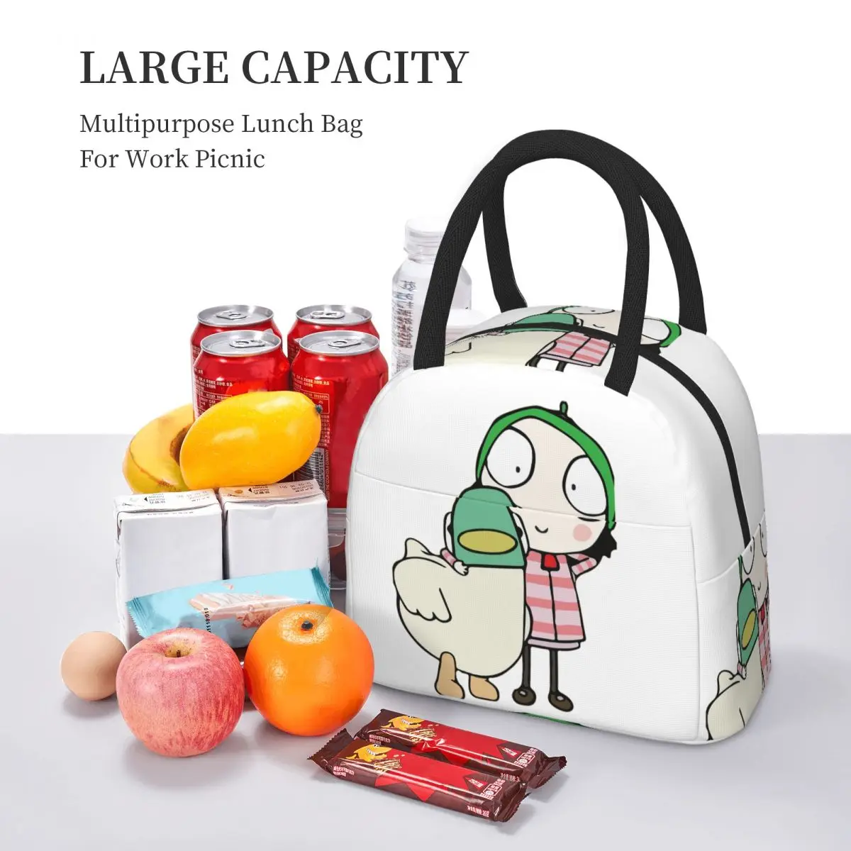 سارة وبطة تتمتع معزول حقيبة الغداء للنساء مكتب برودة صندوق طعام حراري حمل حاوية صناديق الغداء مانعة للتسرب