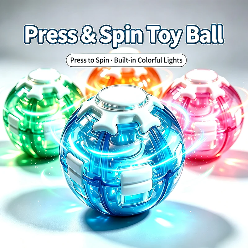 LED Fingertip Rotating Ball Press To Spin Stress Relief Fidget Ball Pressing Rotating Fingertip Gyroscope Puzzle Fun Toy Adults