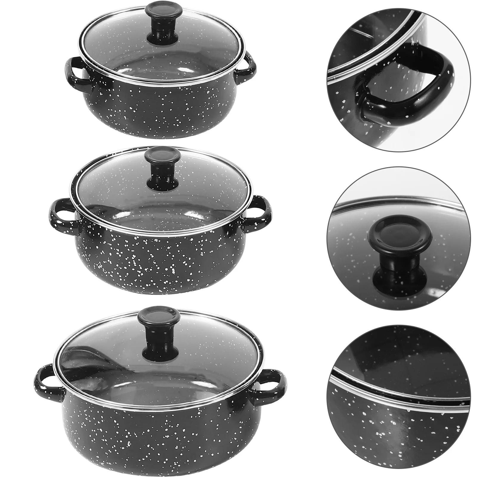 

1set/3pcs Soup Pot Frying Pan Hot Pot Saucepan Stockpot Enamel Cook Stock Pot Instant Noodle Pot With Lid Kitchen Cook Cookware