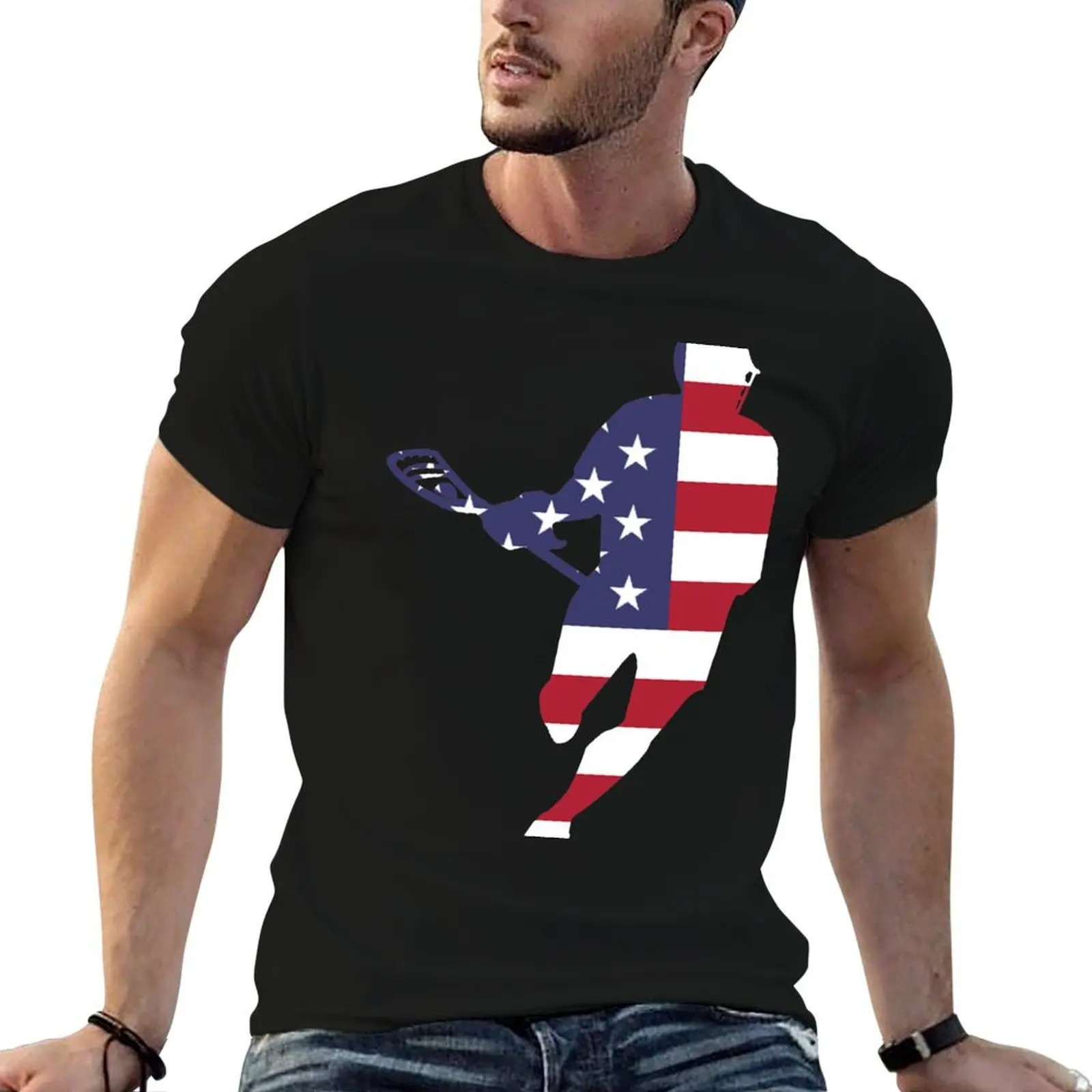 Lacrosse IRockMericaHorz T-Shirt Summer Sports Quick Dry T-Shirt