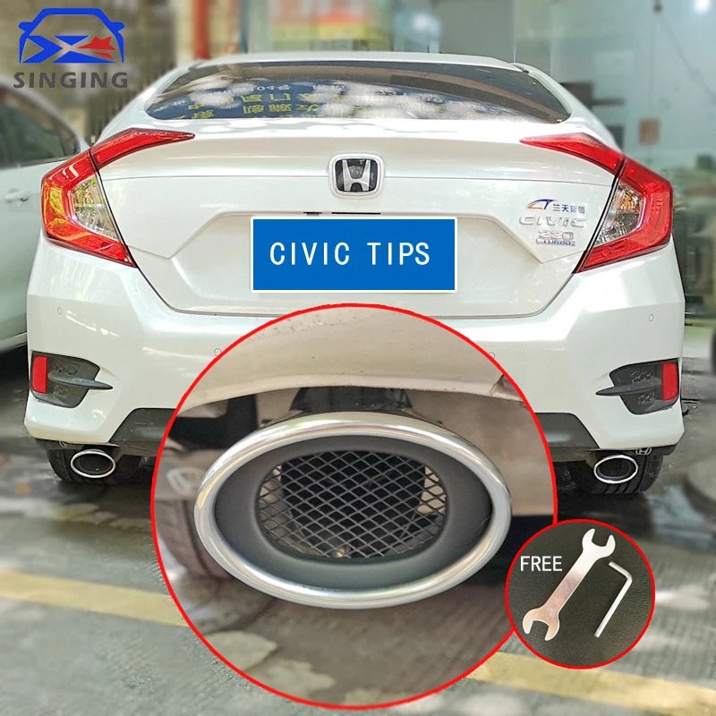 

SINGING accessoir de muffler end pipe exhaust car tip Tail automobile decoration For Civic 10th gen hood accessories exterior