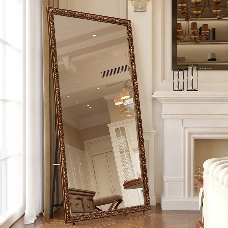 مرآة زينة منحوتة كاملة الطول، عناصر ديكور المنزل، مرآة للجسم بالكامل، إكسسوارات كبيرة الحجم كاملة الأثاث الداخلي #2