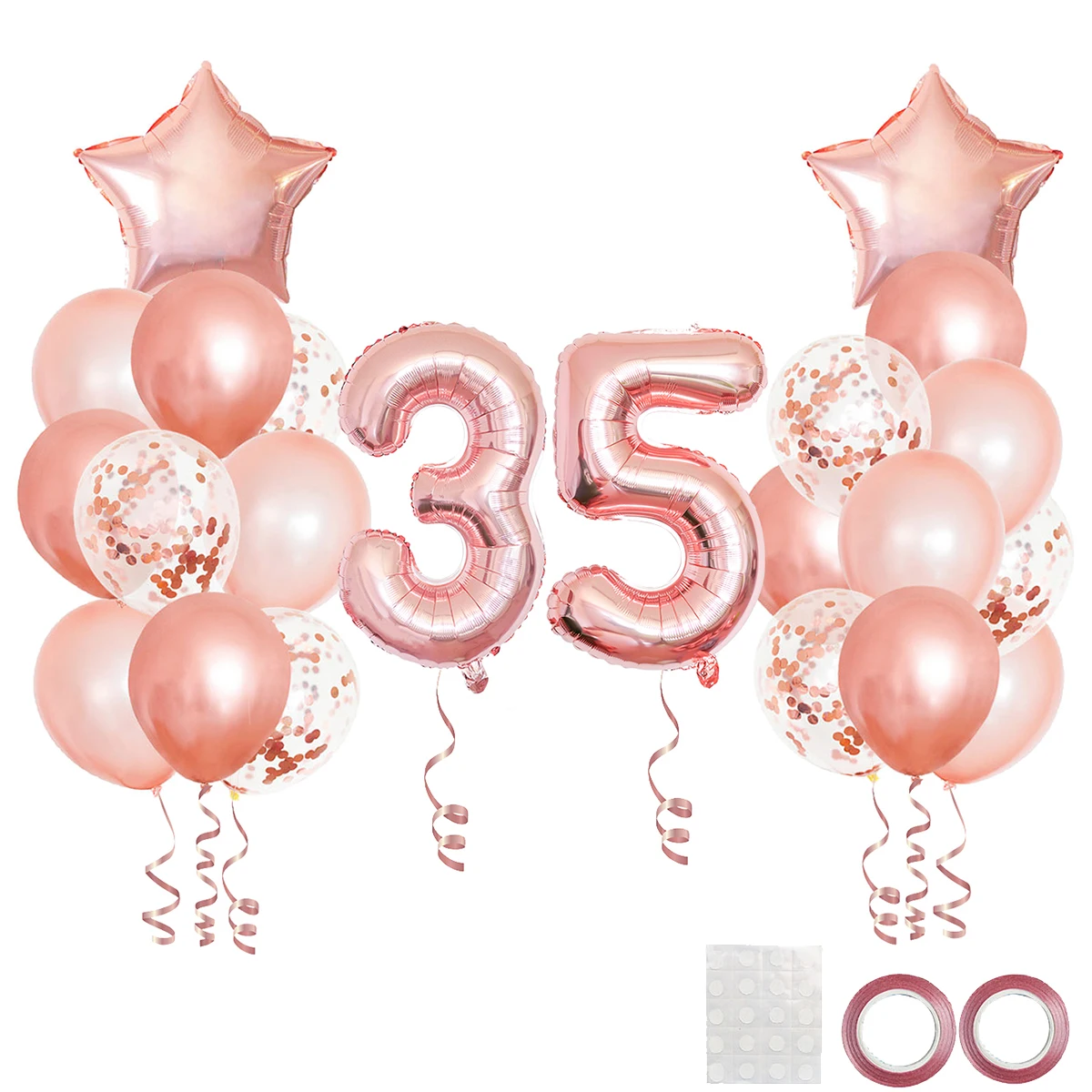 25pcs Rose Gold Mixed Balloons 35th 53th Birthday Party Decorations 35 53 Years Old Woman Birthday Decor Anniversary