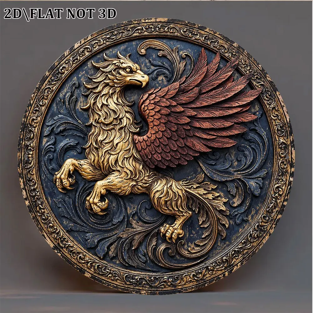 CIFbuy Vintage Mythical Griffin Creature Aluminum Wall Art Waterproof Wear Resistant Living Room Study Bedroom Office  Decor