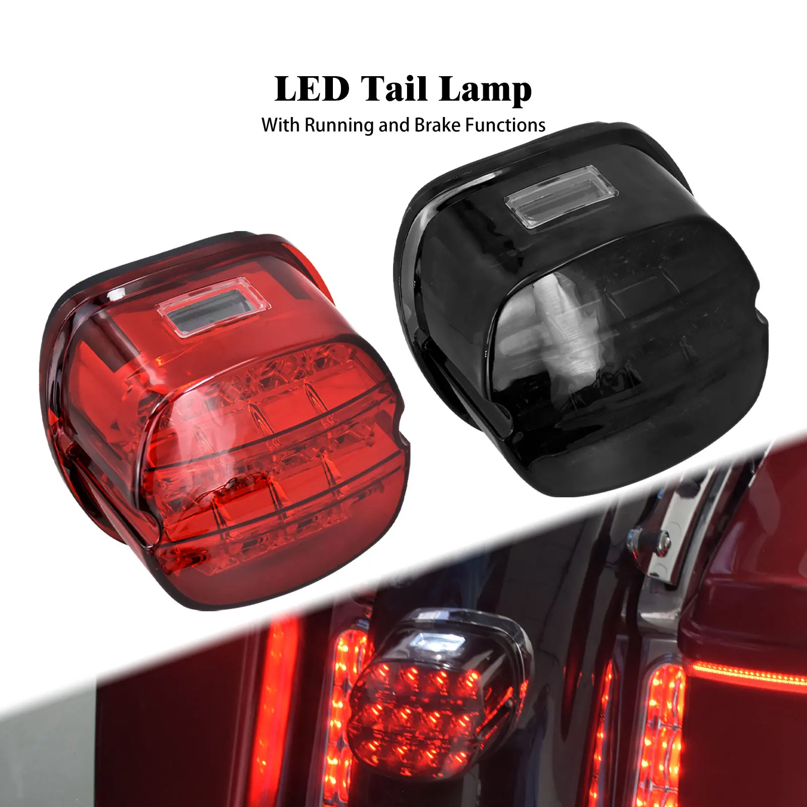 

Motorcycle Rear LED Brake Tail Light For Harley Softail Dyna Fat Boy Night Train FXSTB Touring Street Electra Glide Sportster XL