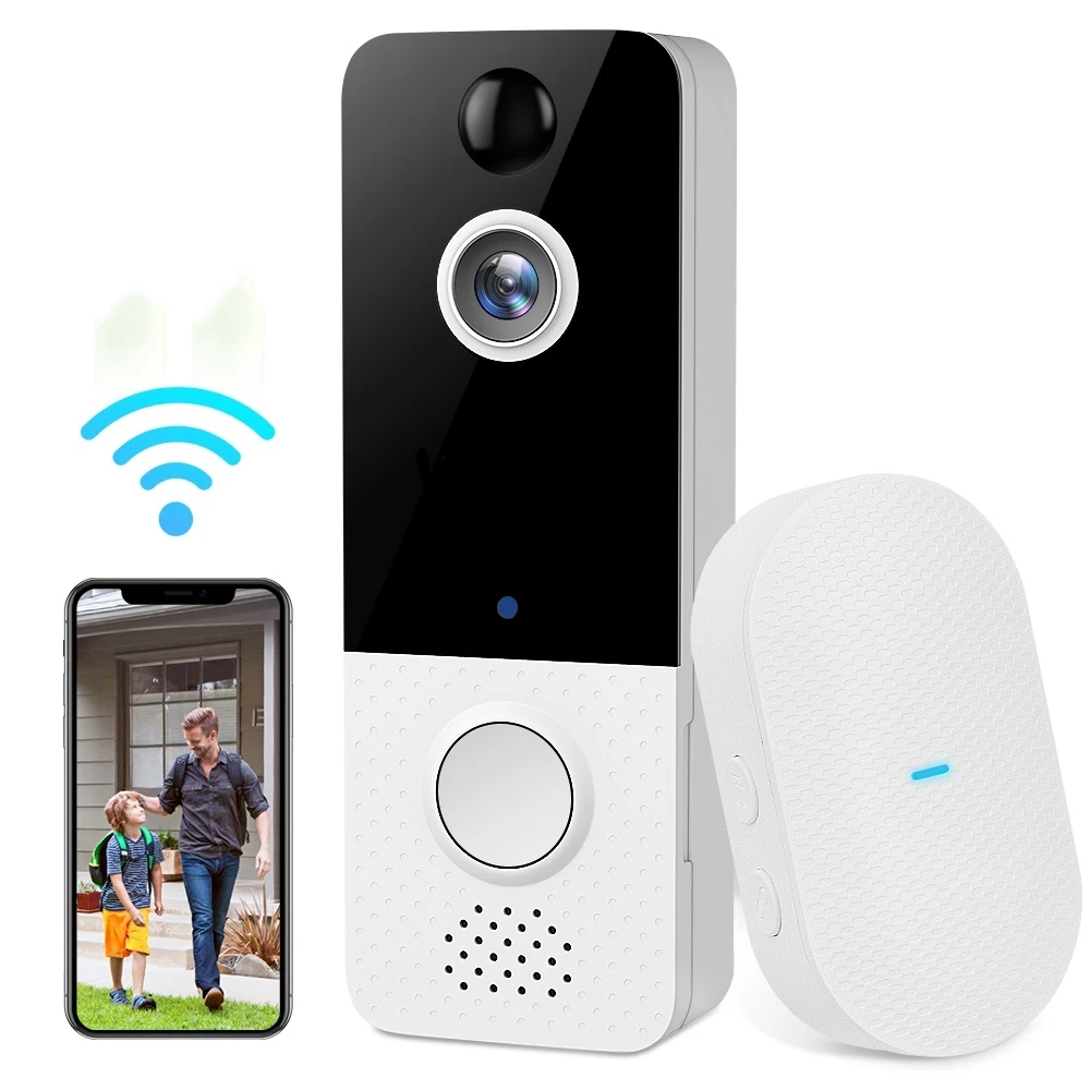 Sonnette intelligente sans fil avec vision nocturne pour maison intelligente, Wi-Fi, caméra vidéo étanche IP65, 1080 HD, intérieur, tendance