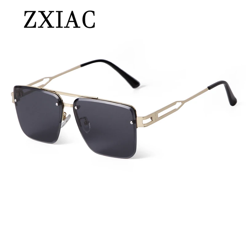 ZXIAC Fashion Double Bridge Square Sunglasses Women Trend Metal Frameless Sun Glasses Men Outdoor Driving Pilot Shades Wholesale