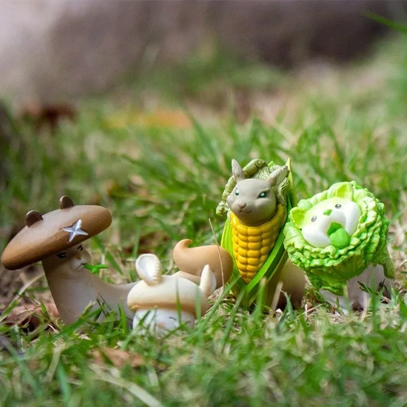 Vegetable Goblin Gashapon  Animal Vegetable Elf Vegetable Dog Kitty Garlic Cat Action Figure Model Toy