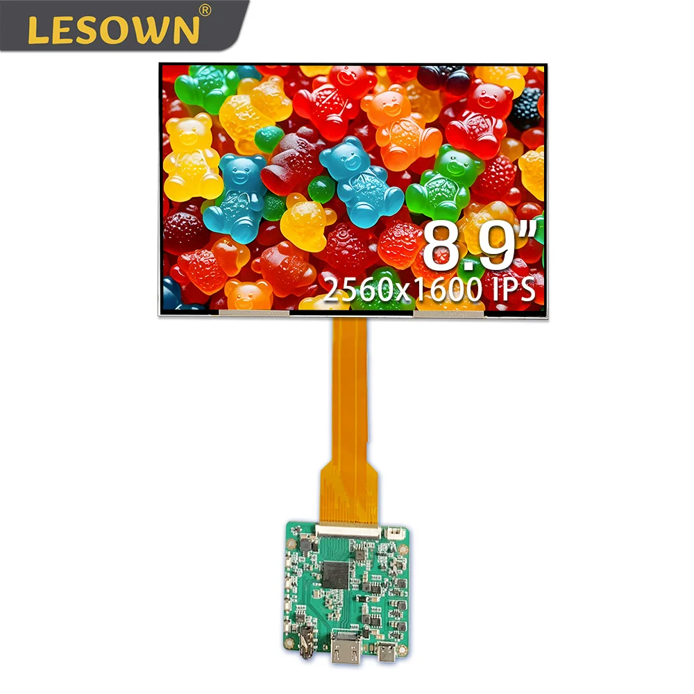 

LESOWN 2.5K QHD LCD Screen 8.9 inch USB C HDMI 1200:1 MIPI 4LANE 2560x1600 IPS Widescreen Extender Display Module for Gaming PC