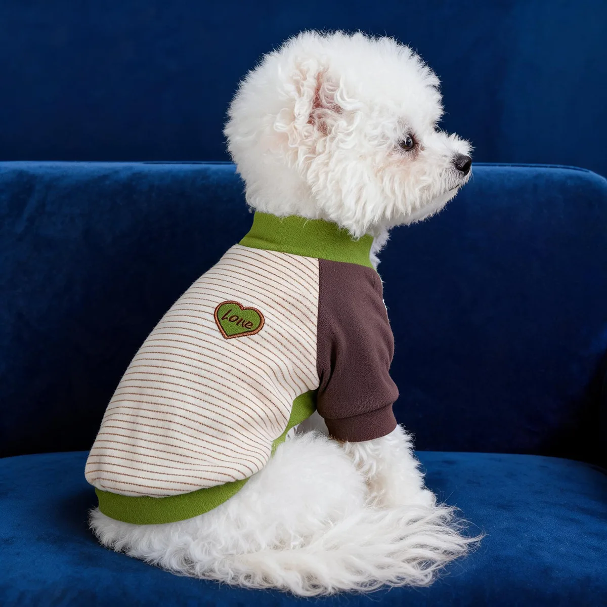 Autumn Winter Cute Puppy Knit Vest Striped Heart Pattern Breathable Pet Clothes for Small Dogs Cats