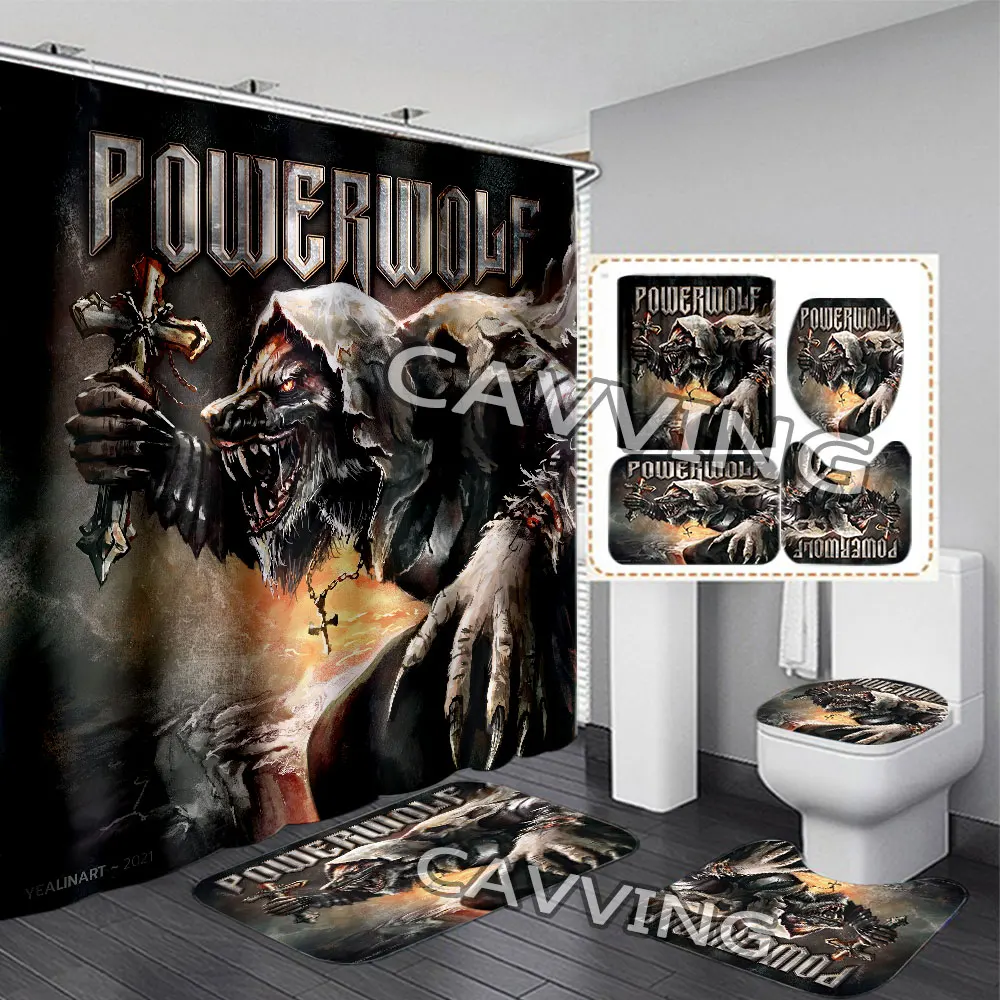 Powerwolf  Rock  3D Shower Curtains Waterproof Bathroom Curtain Anti-slip Bath Mat Set Toilet Rugs Carpet  Home Decor  T01