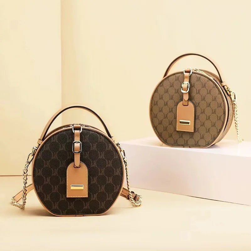 Women Messenger Bag Vintage Little Round Bags PVC Crossbody Handbag Fashion Shoulder-bag