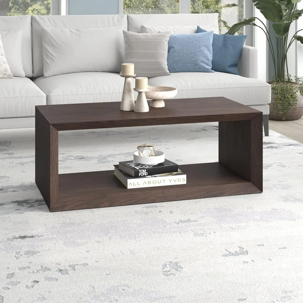Henn&Hart Table basse rectangulaire marron aulne 48 pouces : solution de style multi-espace