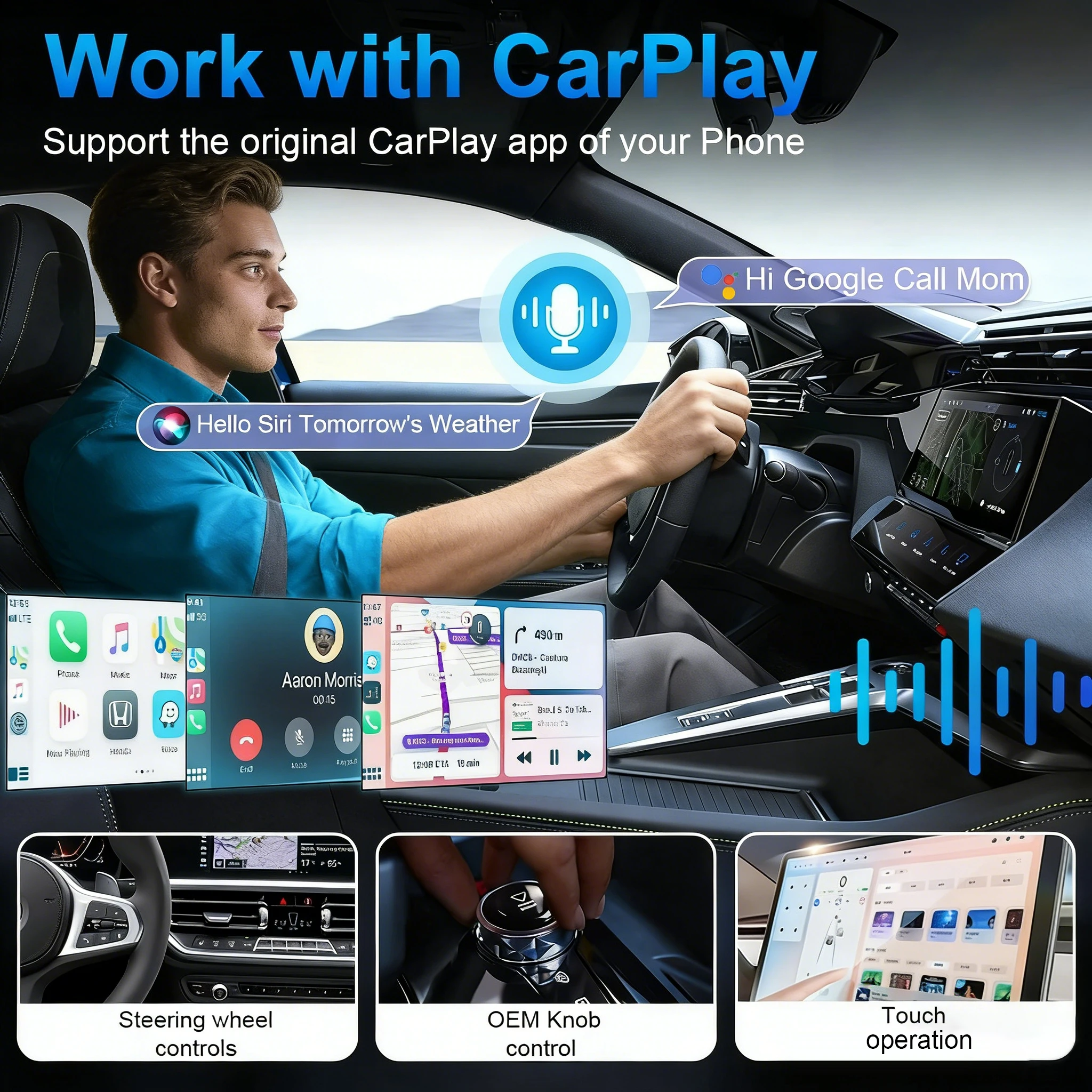 TrolinkTek  2 in 1 Wired to Wireless CarPlay Android Auto Adapter for OEM Car Stereo With USB Dongle Mini Box Plug and Play