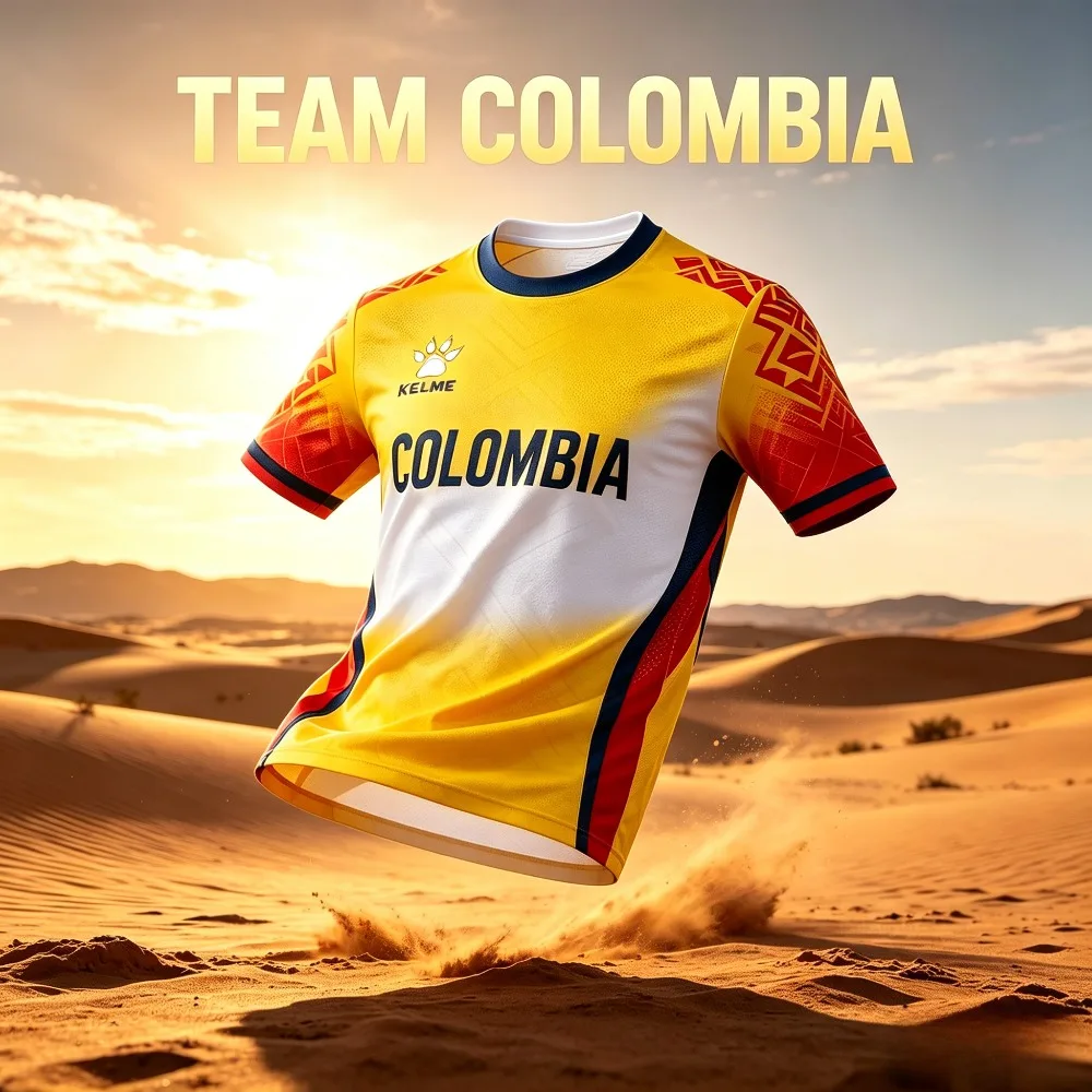 Camisa de Futebol KELME 2026 Nova Colômbia, Camiseta Esportiva de Secagem Rápida, Manga Curta, Solta e Respirável para Homens, Camisa de Futebol Haitiana, Mais Vendida