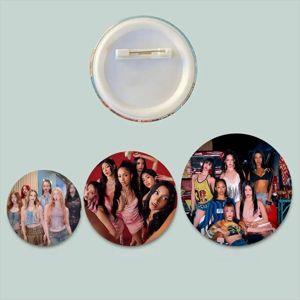 KPop Girl Group K-KATSEYES Badges Peripheral Lapel Pins Tinplate Round Brooch For Shoulder Bag Accessories Souvenir Gifts