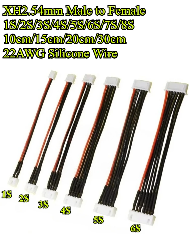 Câble d'équilibre LiPo 1S 2S 3S 4s 5s 6s 7s 8s, fil d'extension d'alimentation de charge 10 ~ 30CM pour Drones RC, batterie Lipo Rechargeable, jouet de bricolage