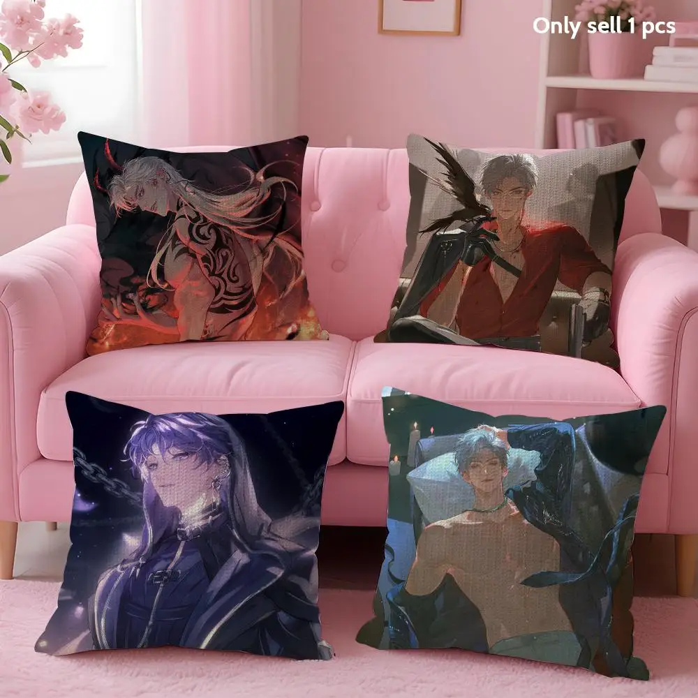 L-Love and Deepspace Game Cushion Cover Natural Linen Organic Fabric Double-Sided Printing Sofa Home Decor Gift Pillow Case