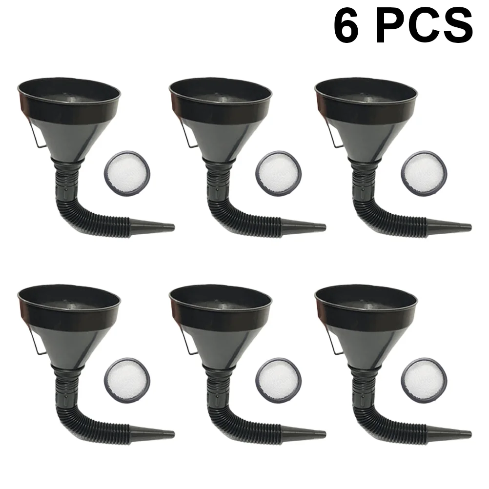 6 Pcs Funnel for Car Motorcycle Oil Engine with Mesh Screen Filter Fuel Filling