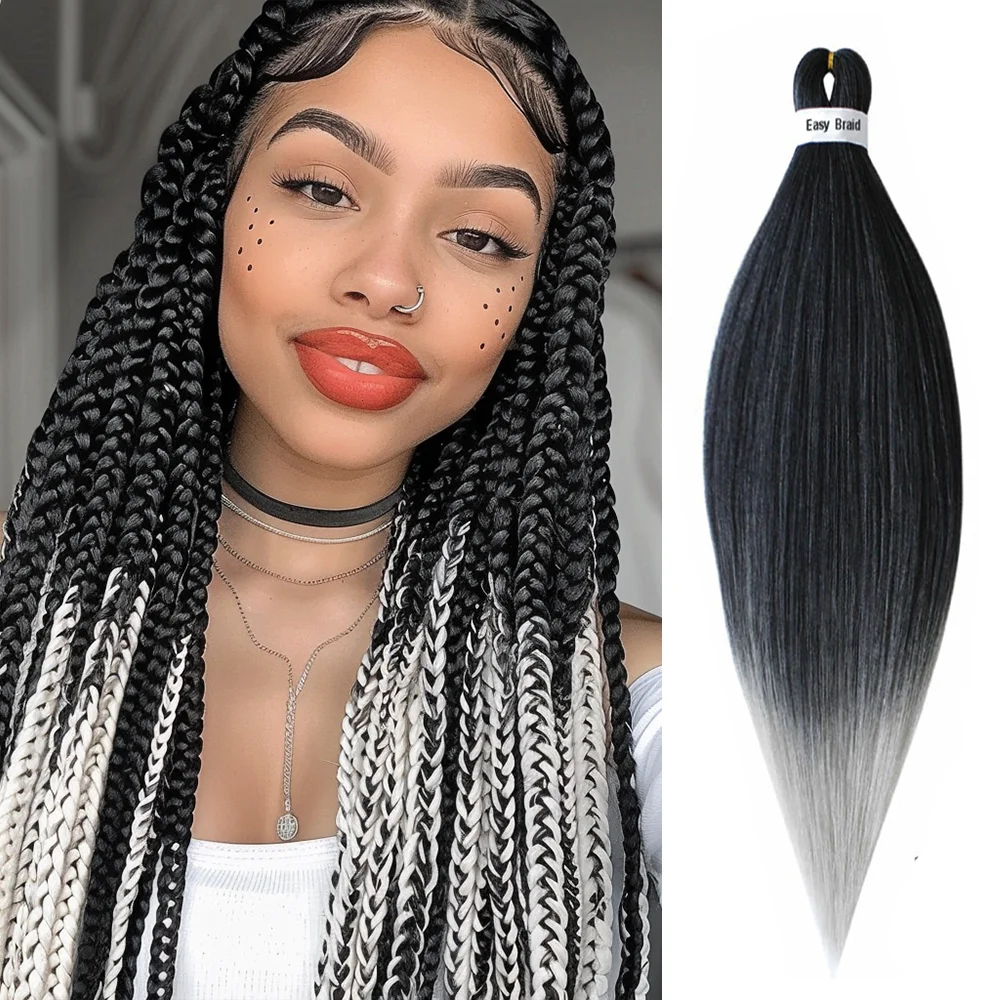 Intrecciare le estensioni dei capelli trecce Jumbo Pre allungate capelli sintetici lisci crespi per le donne africane 90g Ombre capelli Pre allungati