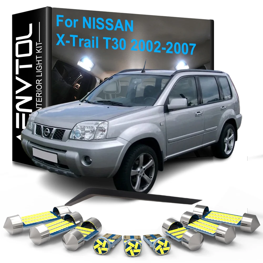 

10pcs LED Interior Lamps Canbus For Nissan X-Trail T30 2002 2003 2004 2005 2006 2007 Map Read Dome Trunk Door License plate Lamp