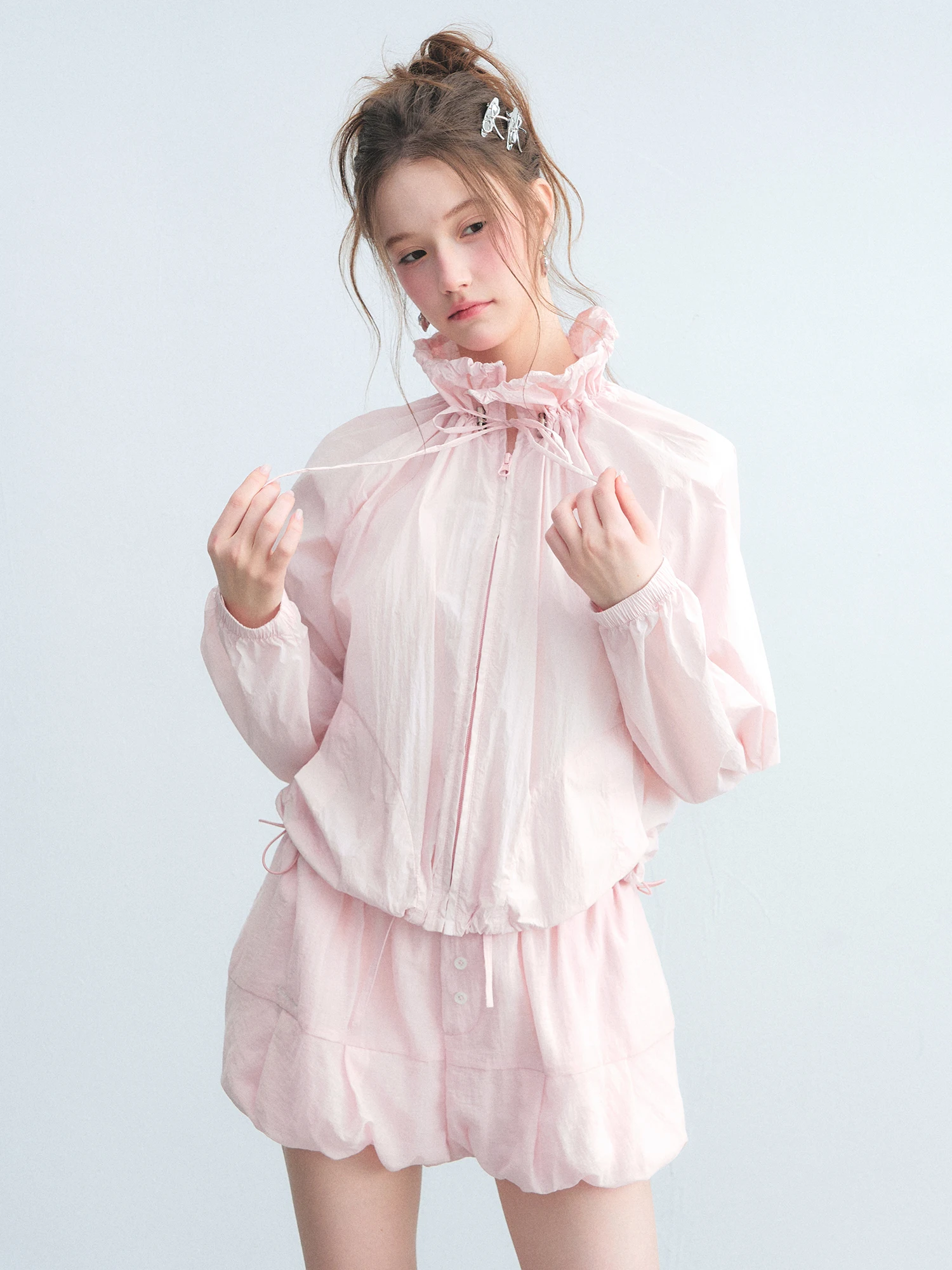 Pink Bud Short Length Women's Summer Outdoor Lightweight Original Yarn Sun Protection Clothing GUUKAHERO Fashionable Breathable