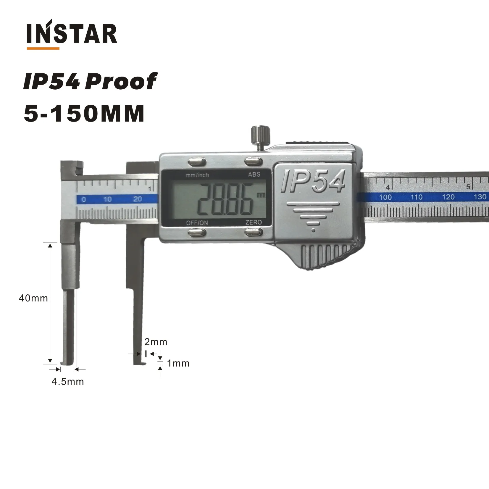INSTAR Knife Edge Inside Groove IP54 Digital Caliper 5-150mm x 0.01mm 10-150mm 15-200mm Outside Groove Caliper Flat Round Tips