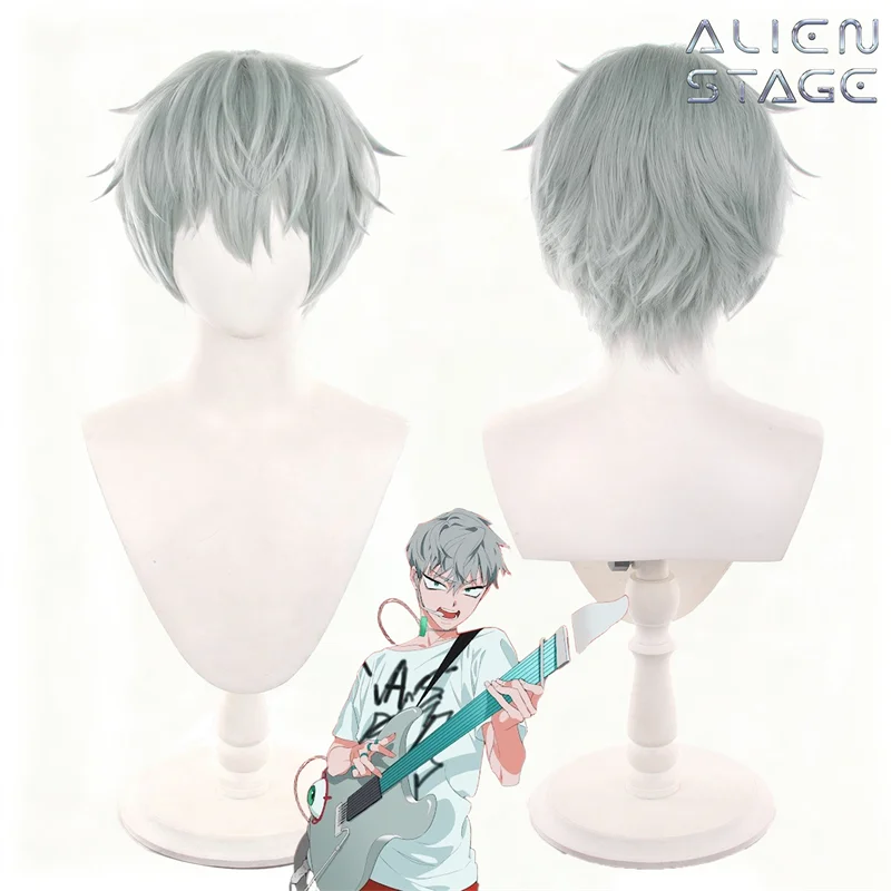 Anime ALIEN STAGE Till Adult Cosplay Wig Short Gray Green Hair High Heat Resistant Wigs Halloween Accessories Party Prop