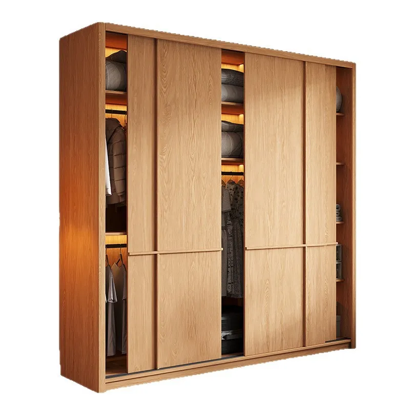 

Sliding Solid Wood Wardrobes Bedroom Sliding Door Chinese Wardrobes Capacity Storage Home Furniture Шкафы Для Одежды ZY40YG