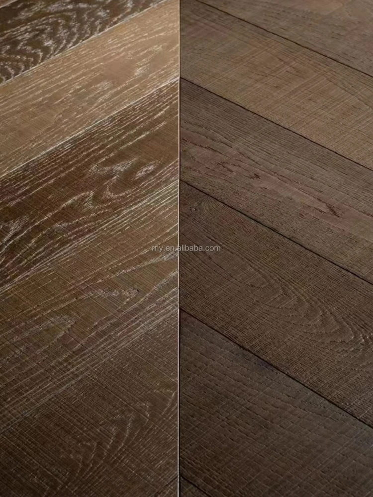 Versión personalizada l suelo de parquet en espiga de grado CD envejecido de color activo de roble europeo