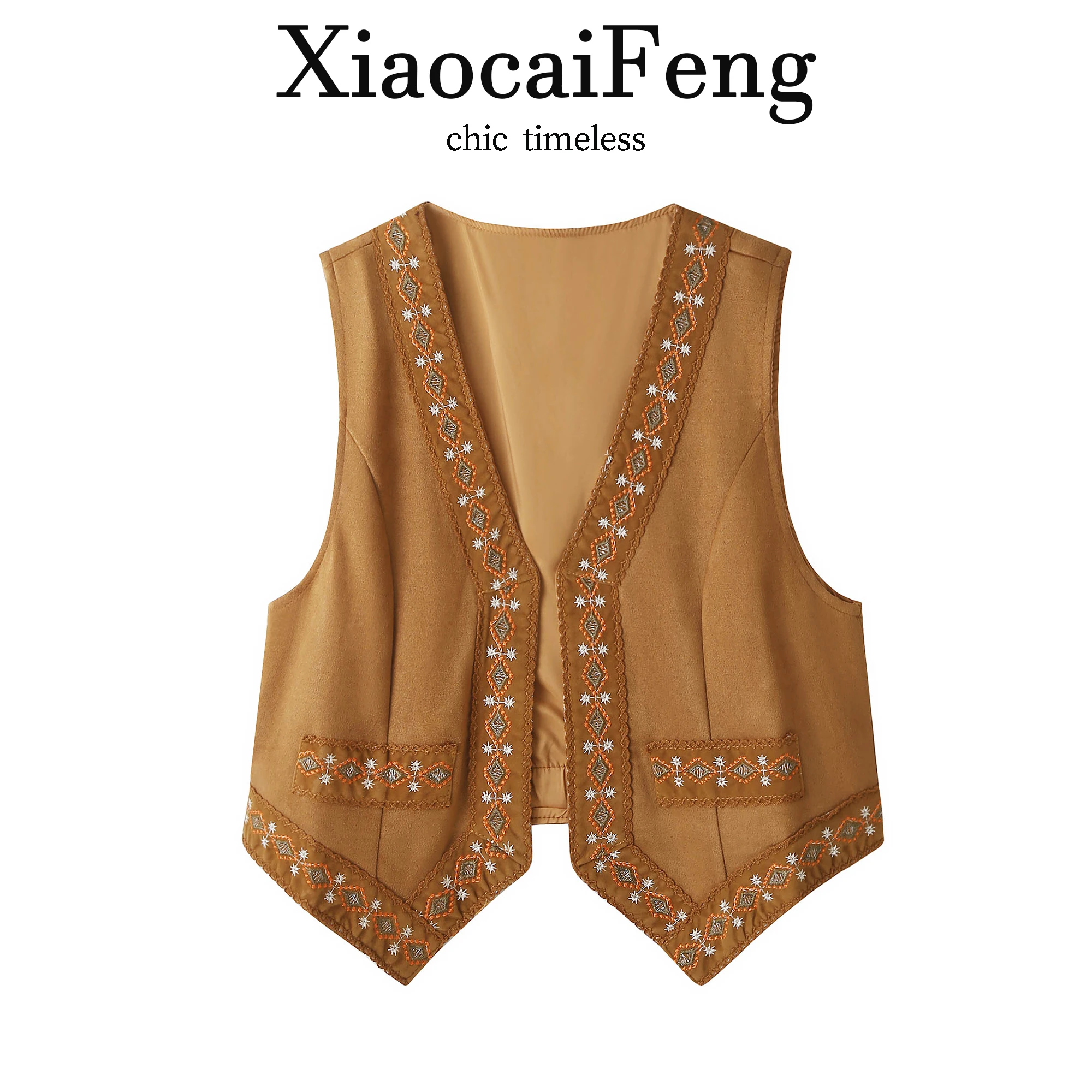 Summer Travel Ethnic Style Totem Embroidery Vest Women's Short Sleeveless Jacket Layering Outerwear Dream Qing Sha Po