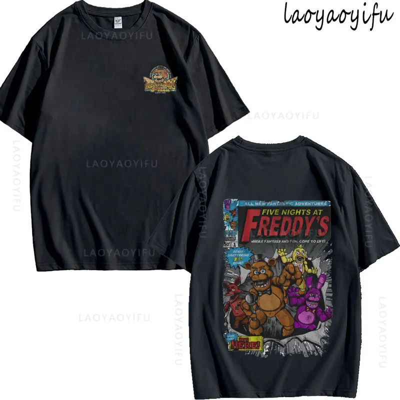 

Five Nights At Freddy's Theme 100%Cotton Printed Fashion Men's Women's Fashion Summer T-Shirt Short-sleev High Quality O-neck