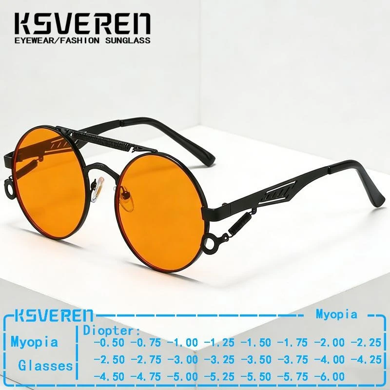 

Металлические круглые винтажные очки в стиле стимпанк для мужчин и женщин, дизайнерские, с тонированными линзами, для коррекции зрения, для активного отдыха и вождения