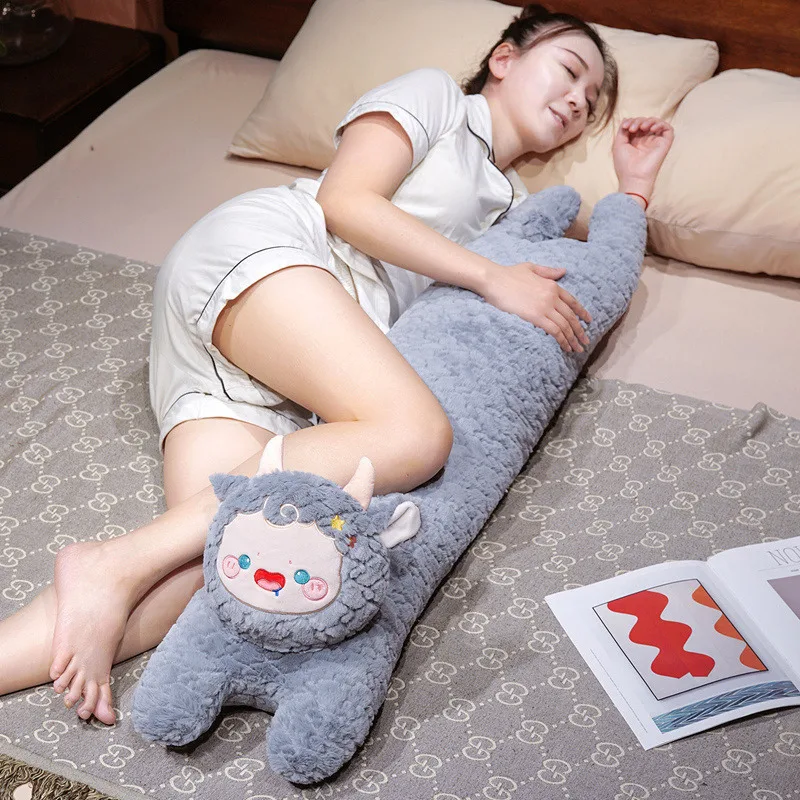 White Sheep Body Pillow Gray Black Pink Styles 90/120cm Long Plush Cushion for Bed Cuddle Rest Comfort Companion Gift
