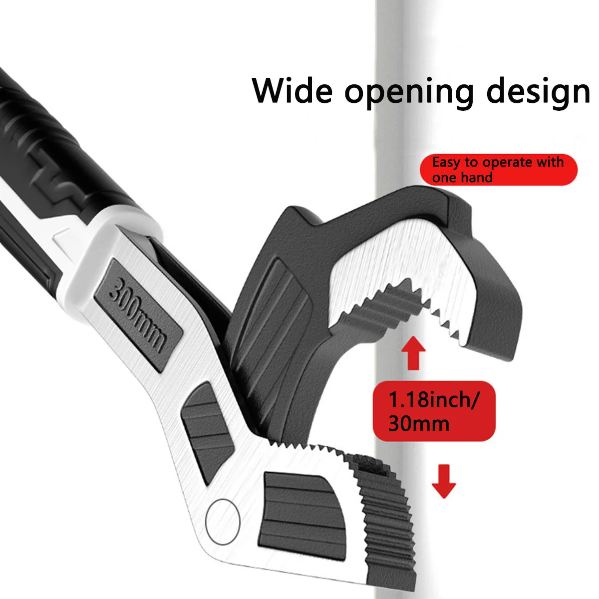 Multi-function Adjustable Wrench Random Red and Silvery Color 6”/8”/10”/12”Pipe Wrench Jaw Open for Car Bicycle Plumbing Repairs