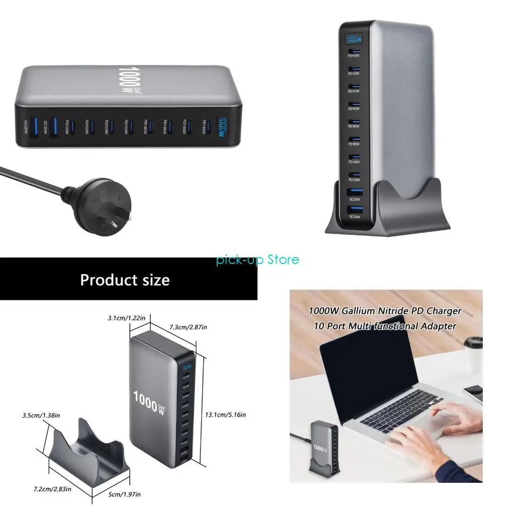 

Q5WA Highly Power 1000W USB C Charging Hubs 10Port USB for Phones Tablets