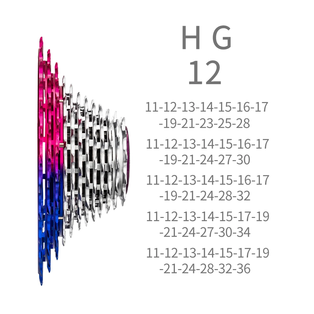 ZTTO 12 Speed Road Bike Cassette Colorful Freewheel Ultralight 12s 11-28/30/32/34/36T ULT Sprocket 130~159g 12V Gravel K7 HG