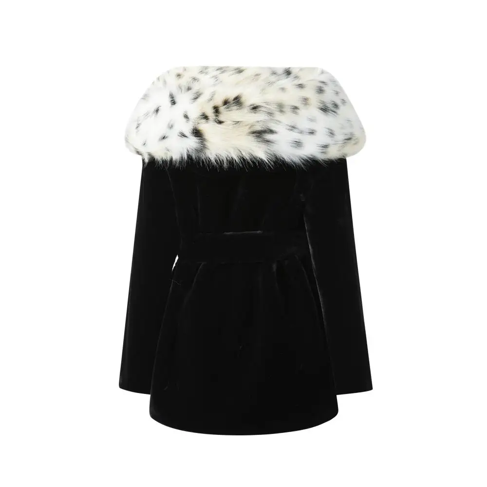 2023 new faux fur mink winter short waist jacket lynx hat