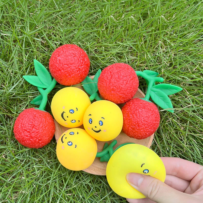 

Summer Artificial Fruits Bayberry Loquat Decompression Toys Creative Novelty Stress Balls Unique Squeezed Fingertip Fidge Gift