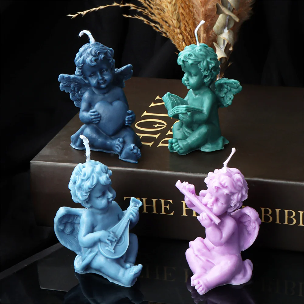 Small 3D Angel Candle Mold Little Wing Angel Resin Molds Baby Tool DIY Making Decor Gypsum for Aromatherapy Soap