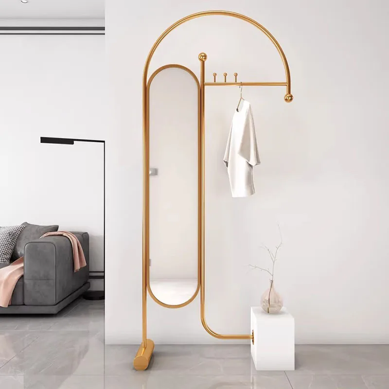 

Metal Mirror Coat Racks Standing Clothes Open Luxury Living Room Hanging Hotel Coat Racks Garment Perchero Trendy Furniture