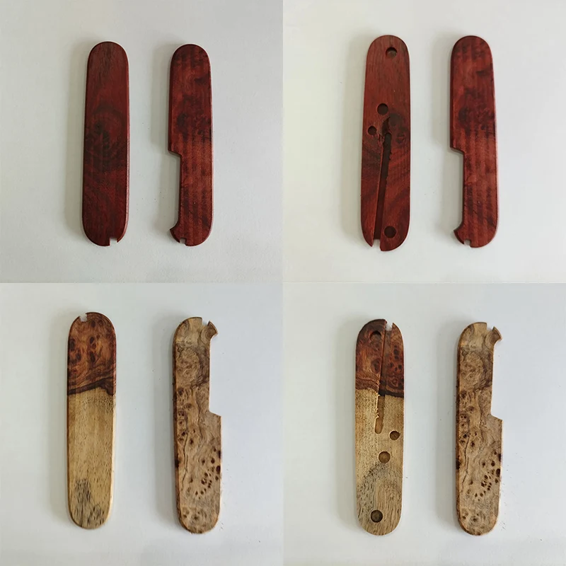 2 Types Natural Wood With Burl Material Knife Grip Handle Patches Scales For 91MM Victorinox Swiss Army Knives DIY Make Parts