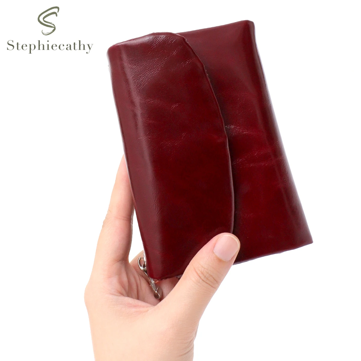 SC Women's Classic Oil Waxed Short Wallet Real Leather Minimalist Bifold Coin Purse Multi Slots Card Holder Portable Daily Use