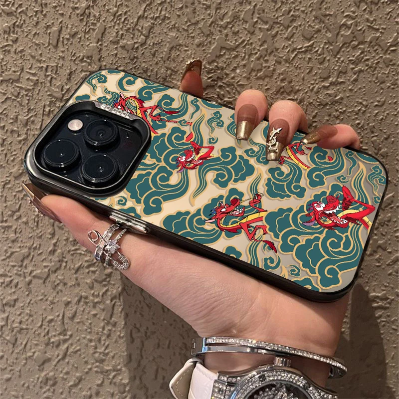 Disney Mulan Dragon do iPhone\'a Apple 15 14 13 12 11 XS XR X 8 7 Pro Max Plus Kolorowe srebrne, wstrzฤ
soodporne etui na telefon TPU