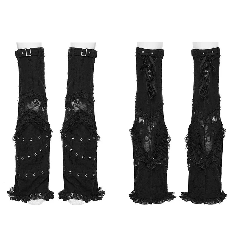 PUNK RAVE Women\'s Gothic Daily Layering Lace Leg Warmers  Flared Pants Design Warm  Sleeve Women Accessories