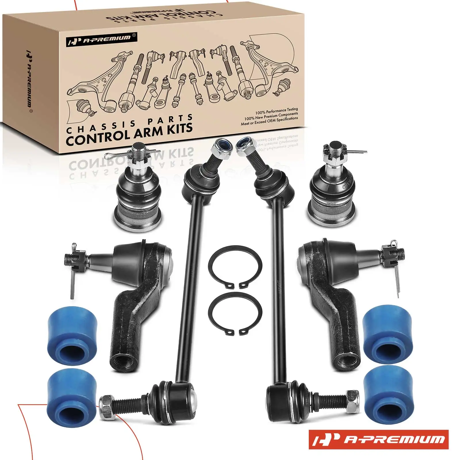 A-Premium 8x Sway Bar Link Tie Rod End with Ball Joint Bushing for Lincoln Continental 1995-2002