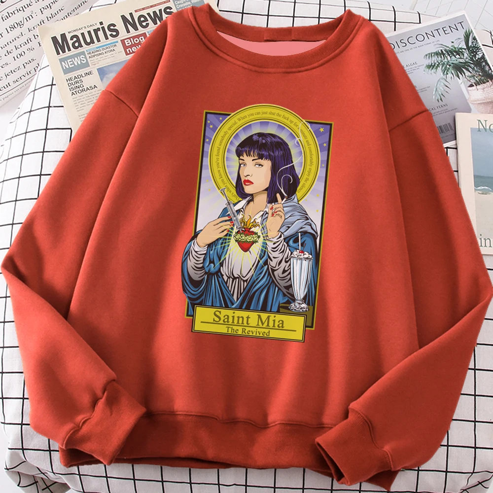 Saint Mia Pulp Fiction Movie 3D Print Mens Spring Sweatshirt Casual Hip Hop Crew Neck Pullover Fashion Fitness Tops Streetwear