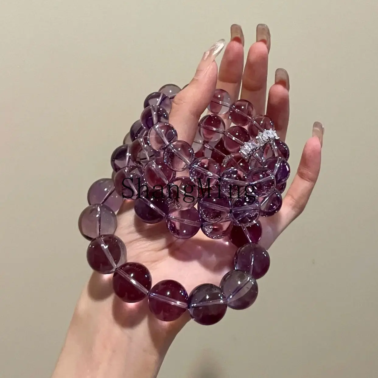 

CL [Iced Grape] Natural Amethyst Bracelet 12mm Nine Purple Luck Bracelet for Girlfriends and Friends