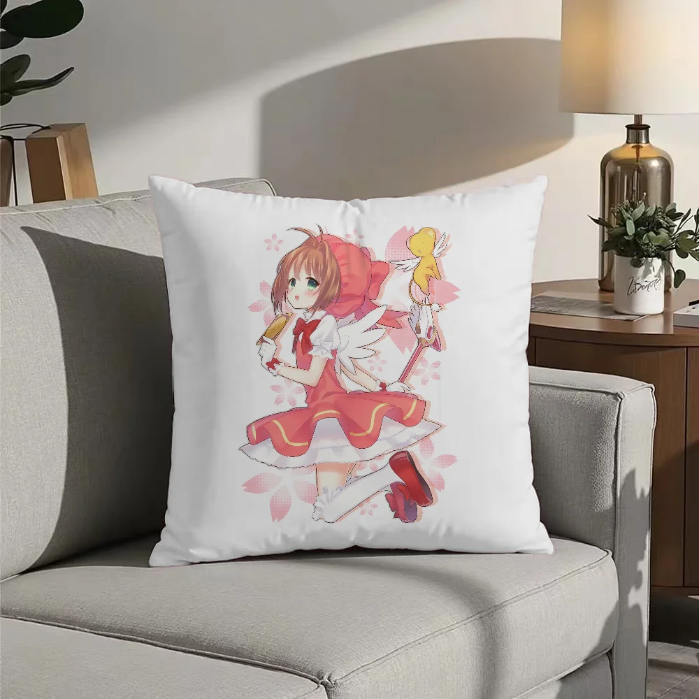 Anime C-Cardcaptor S-Sakura Pillow Case Double Sided Printed Cushion Cover Soft Short Plush Sofa Decorative Home Decoration