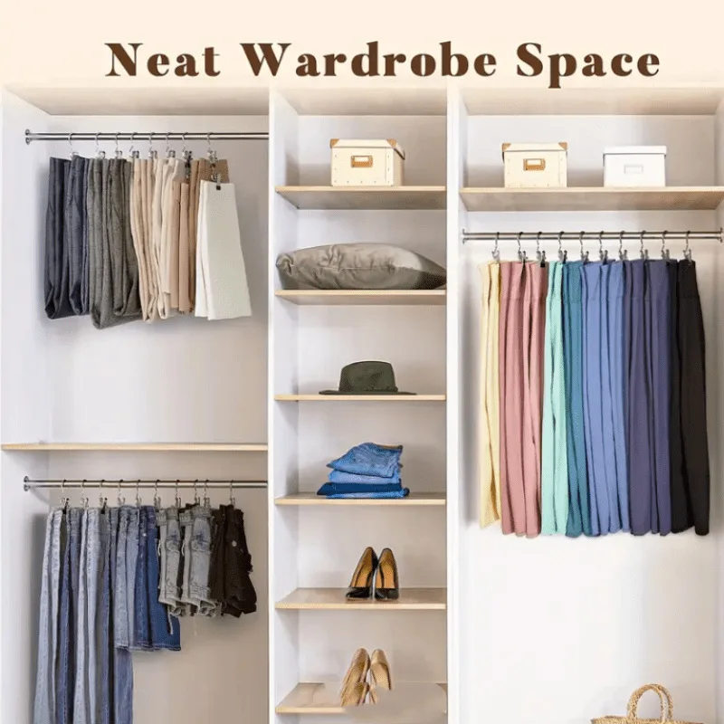  "الفولاذ المقاوم للصدأ - مشابك تعليق قوية ومتينة للغسيل ومنظم خزانة الملابس وتصميم محمول موفر للمساحة مع خطاف" #5